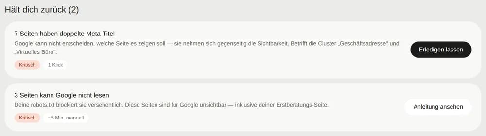 1-Klick-Fix mit Vorher-Nachher-Vorschau für Meta-Titel